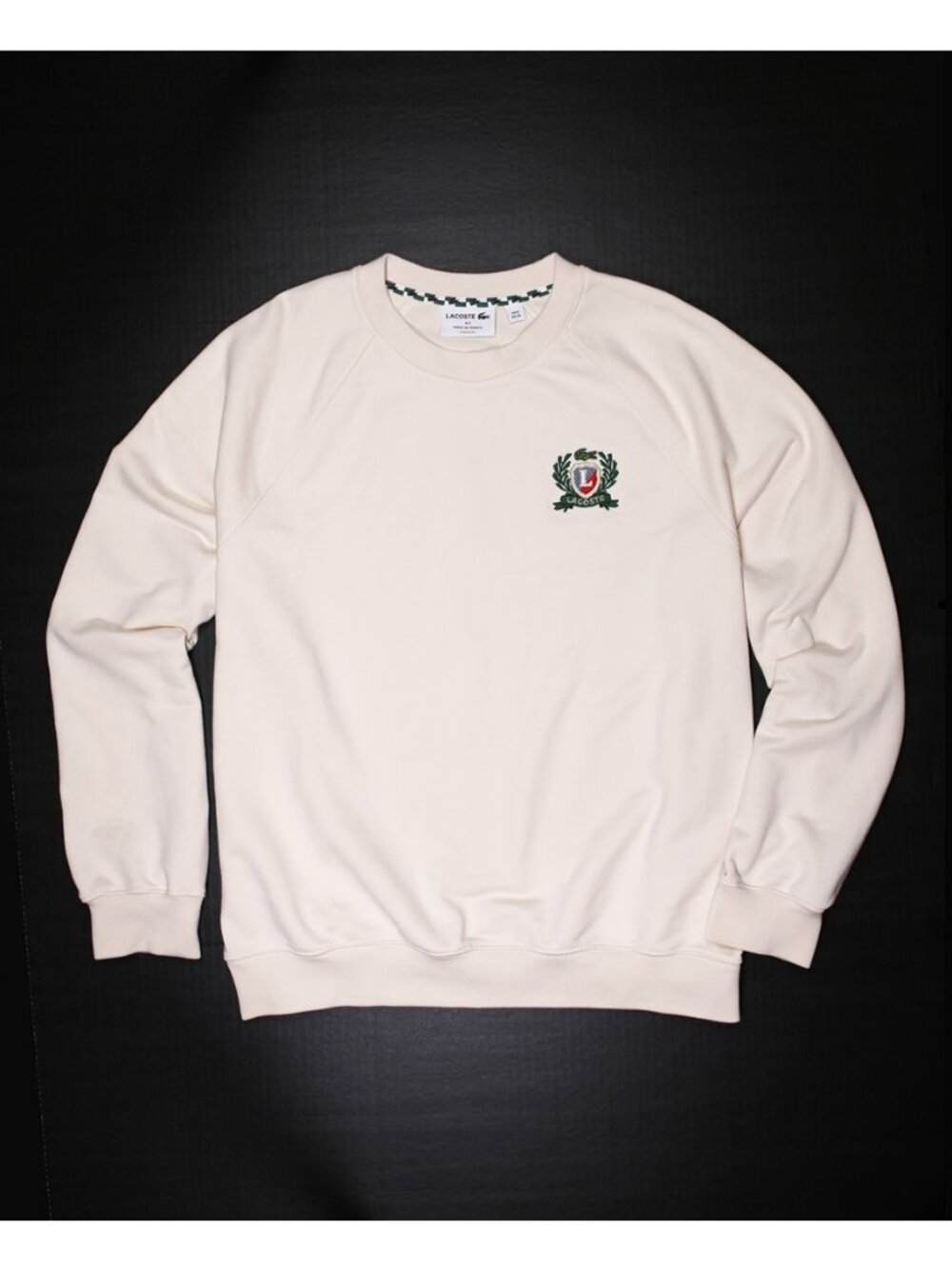 NWT Lacoste Men Made in France Luxury Cotton Modal Sweatshirt XL Cream MSRP $165